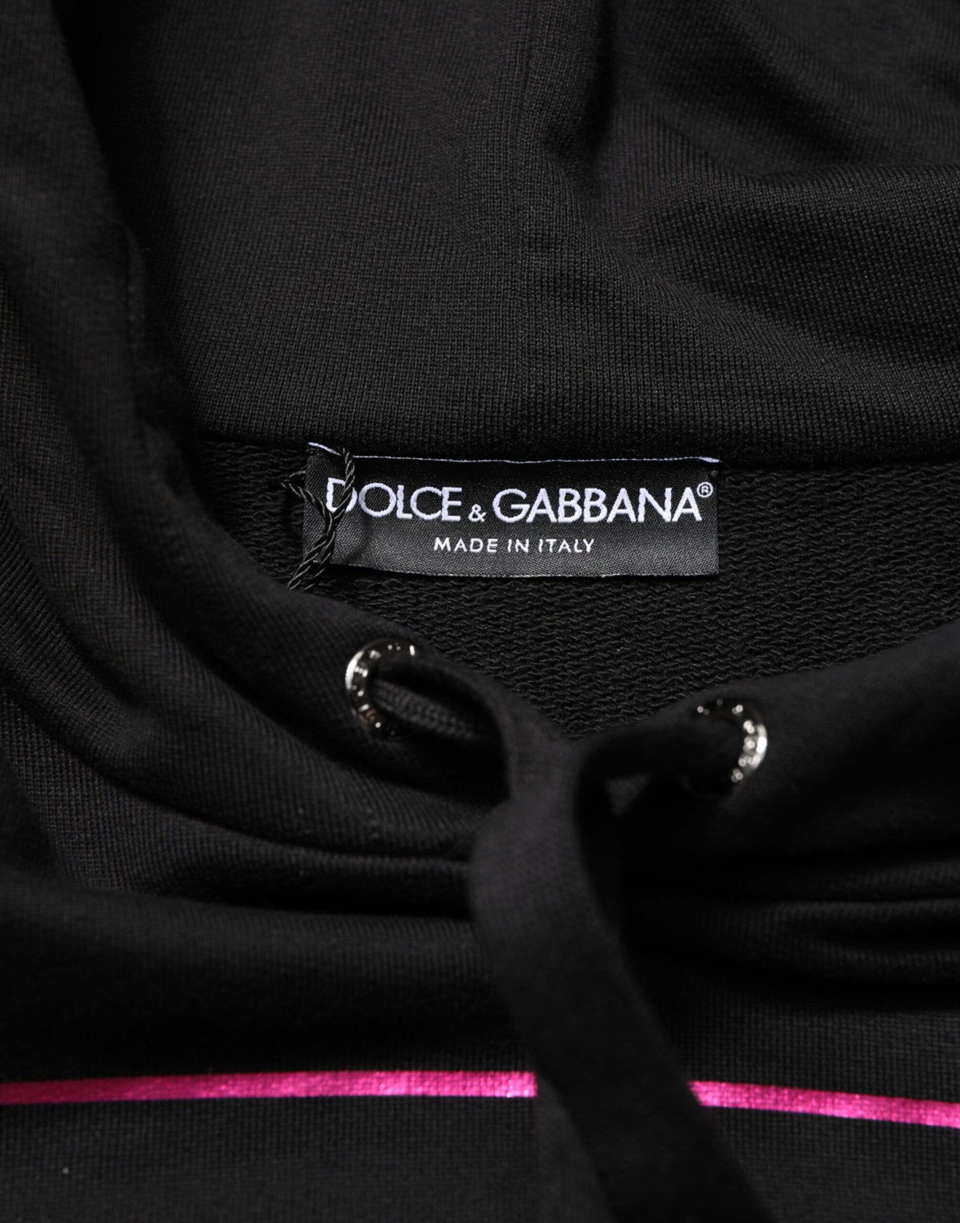 Dolce & Gabbana Black Printed Hooded Men Sweatshirt Sweater Dolce & Gabbana