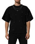 Dolce & Gabbana Black Polyester Necklace Embellished T-shirt - Eljoys Fashion 