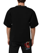 Dolce & Gabbana Black Polyester Necklace Embellished T-shirt - Eljoys Fashion 