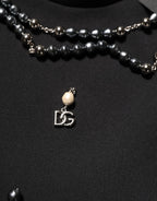 Dolce & Gabbana Black Polyester Necklace Embellished T-shirt - Eljoys Fashion 
