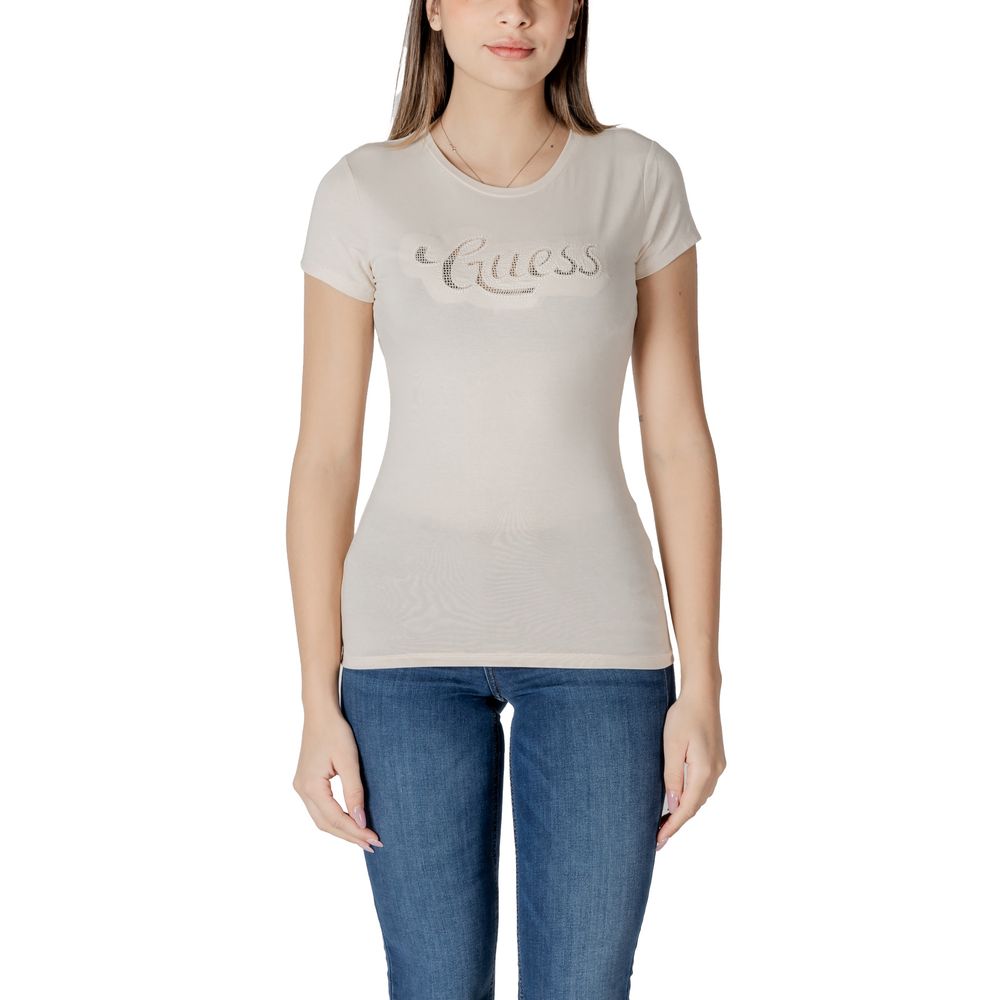 Guess Beige Cotton T-Shirt Guess