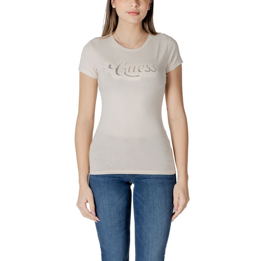 Guess Beige Cotton T-Shirt Guess