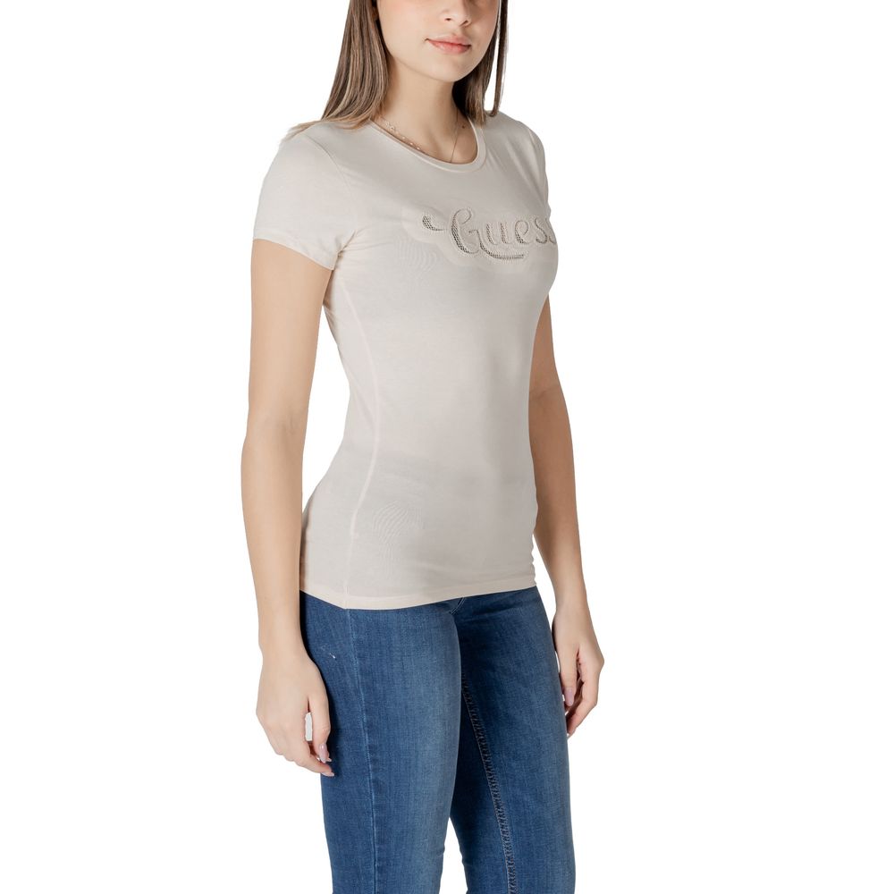 Guess Beige Cotton T-Shirt Guess