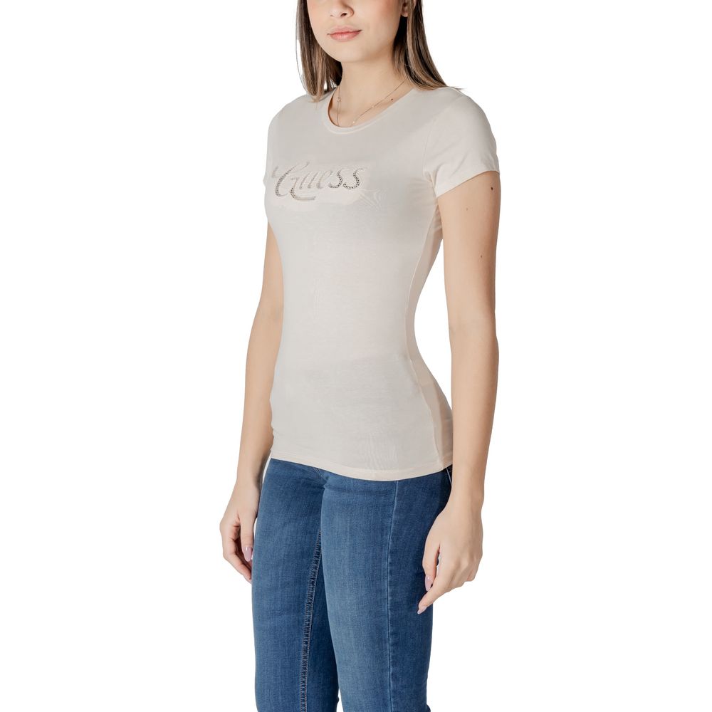 Guess Beige Cotton T-Shirt Guess