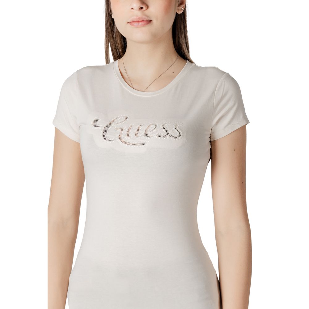 Guess Beige Cotton T-Shirt Guess