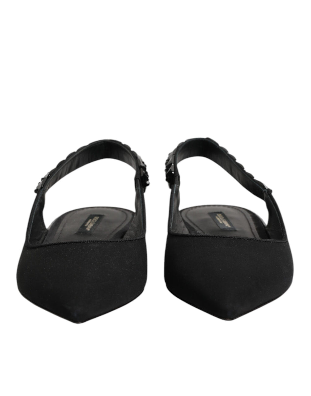 Dolce & Gabbana Black Crystal Charmeuse Slingback Shoes - Eljoys Fashion 