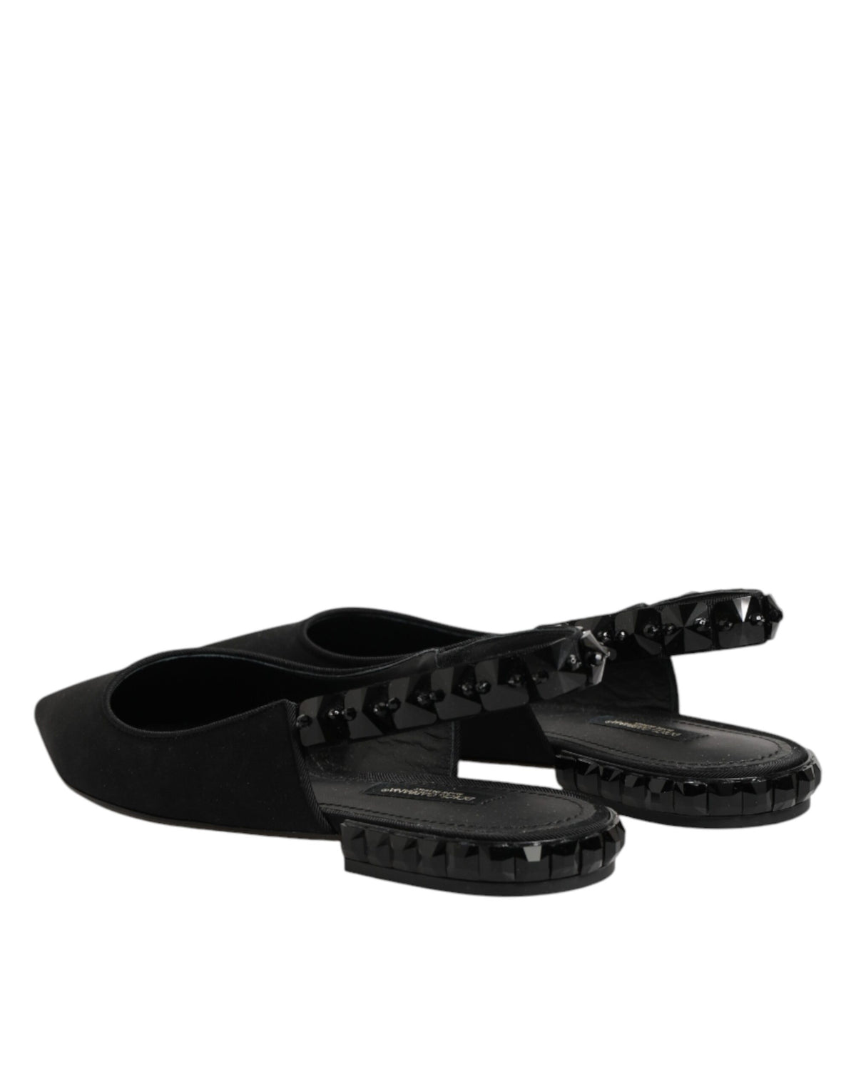 Dolce & Gabbana Black Crystal Charmeuse Slingback Shoes - Eljoys Fashion 