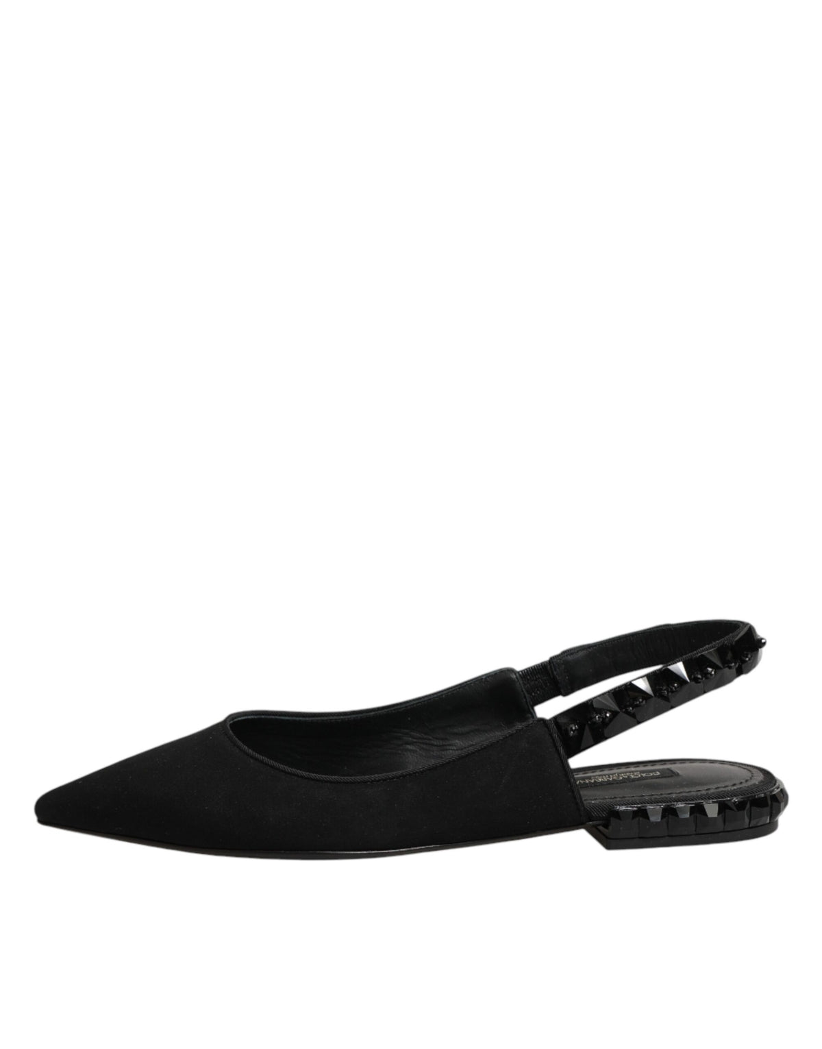 Dolce & Gabbana Black Crystal Charmeuse Slingback Shoes - Eljoys Fashion 