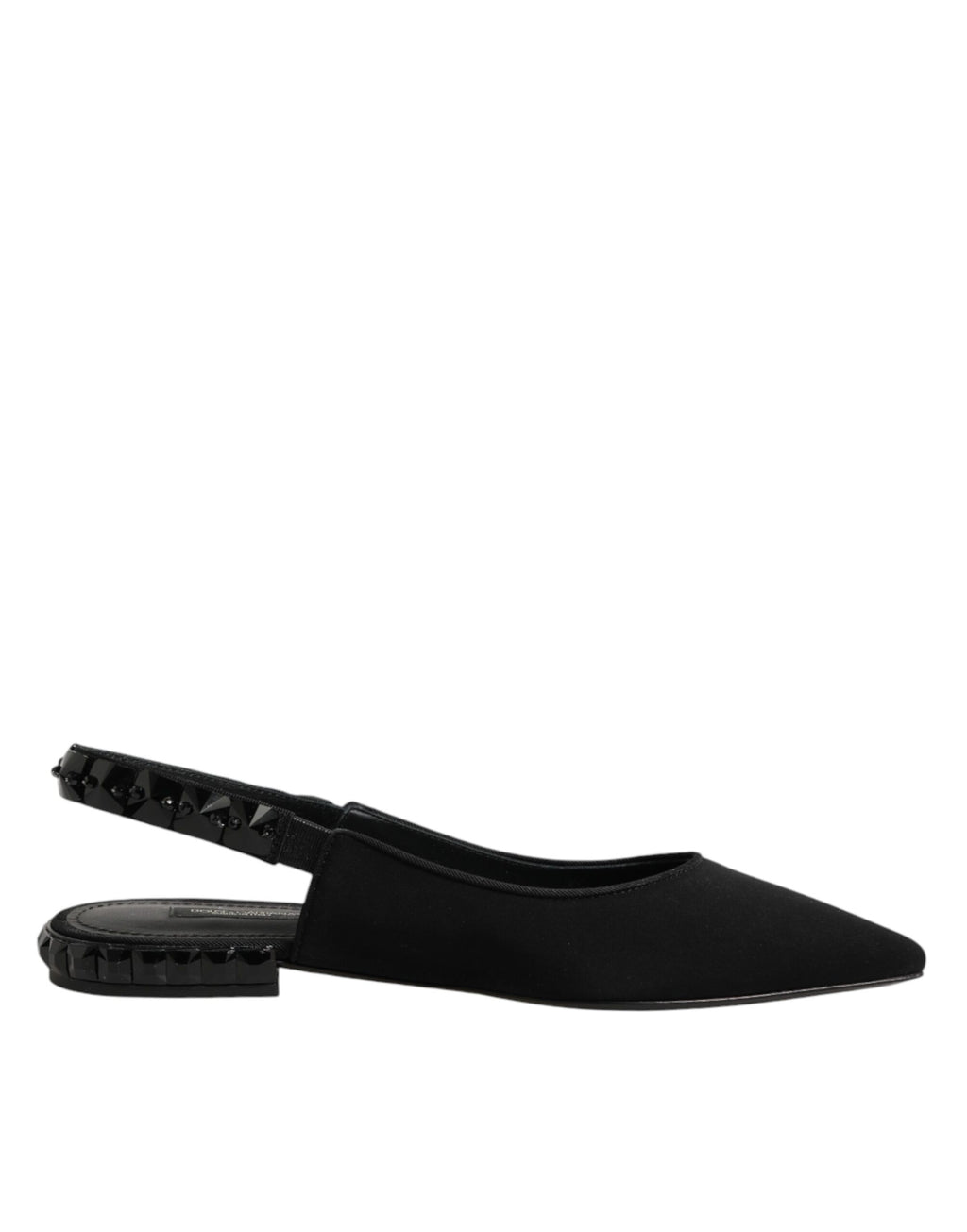 Dolce & Gabbana Black Crystal Charmeuse Slingback Shoes - Eljoys Fashion 