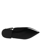 Dolce & Gabbana Black Crystal Charmeuse Slingback Shoes - Eljoys Fashion 
