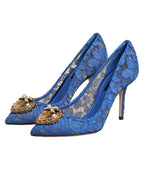 Dolce & Gabbana Blue Taormina Lace DEVOTION Pumps Shoes \ - Eljoys Fashion 