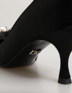 Dolce & Gabbana Black Satin Bow Crystal Embellishment Pumps Shoes