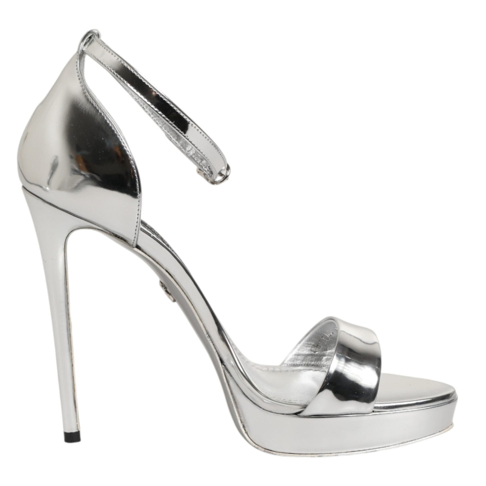 Dolce & Gabbana Silver Leather Platform Keira Sandals Shoes