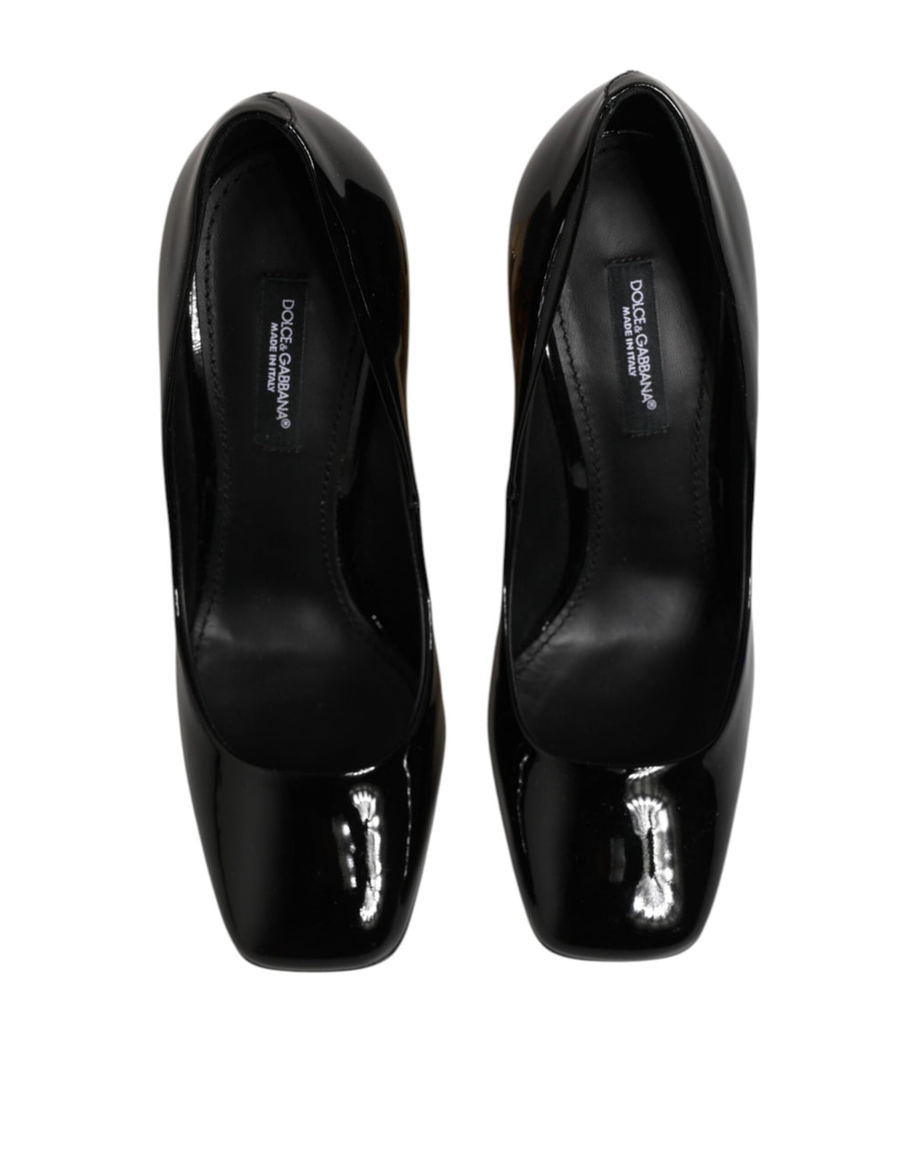 Dolce & Gabbana Black Gold Patent Leather Logo Heels Pumps Shoes - Eljoys Fashion 