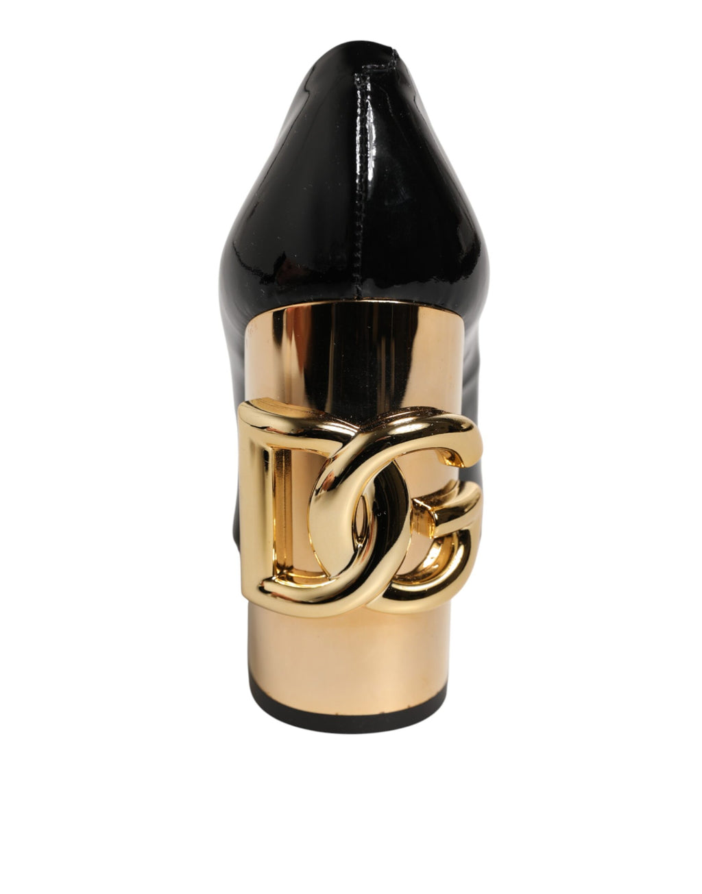 Dolce & Gabbana Black Gold Patent Leather Logo Heels Pumps Shoes - Eljoys Fashion 