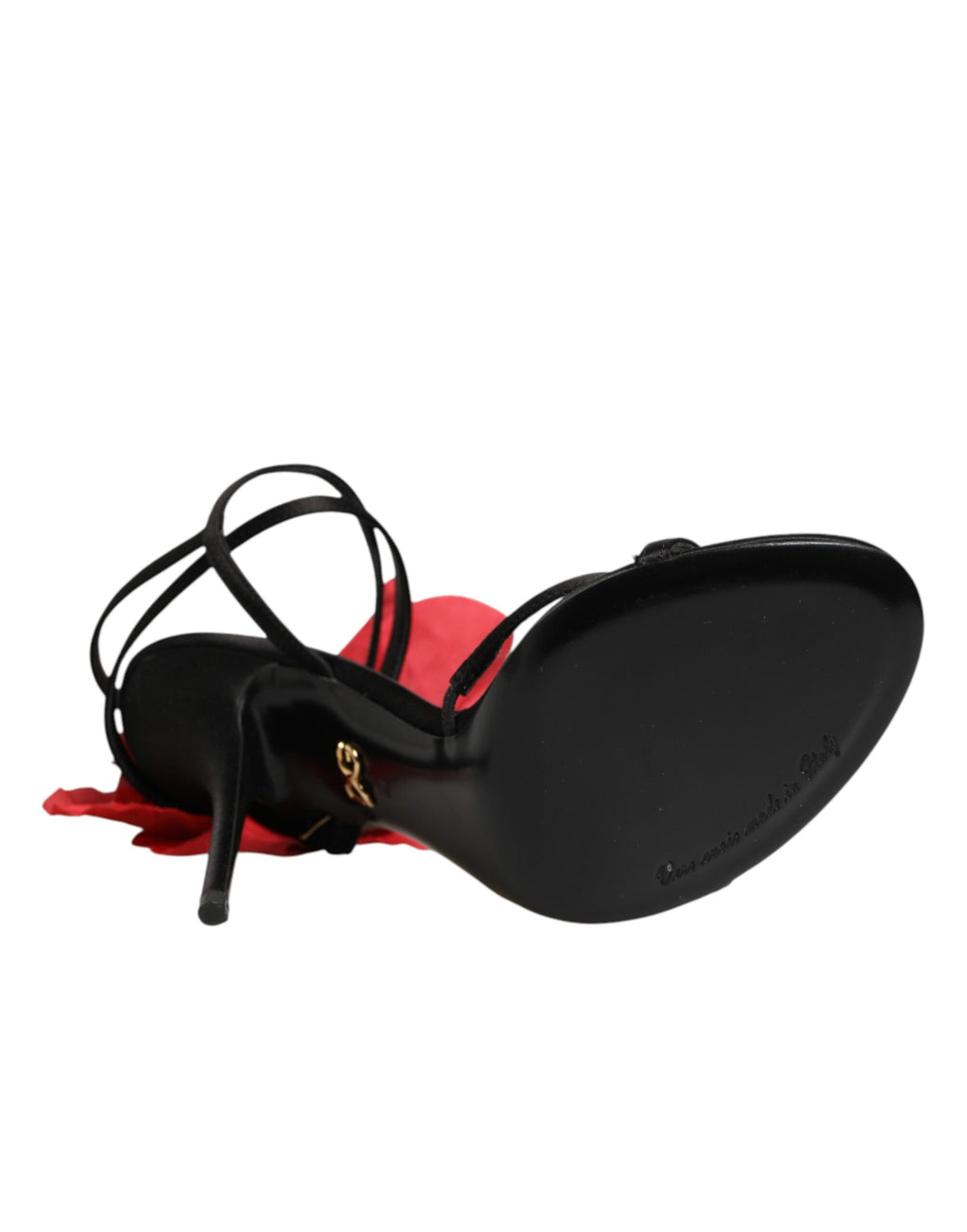 Dolce & Gabbana Black Leather Strappy Flower Heels Sandals Shoes Dolce & Gabbana