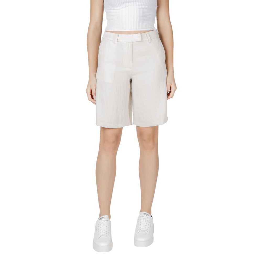 Vila Clothes Beige Viscose Bermuda Shorts Vila Clothes