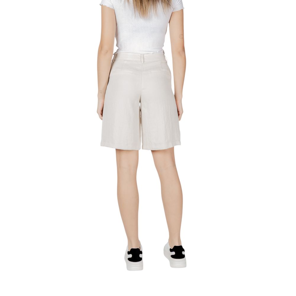 Vila Clothes Beige Viscose Bermuda Shorts Vila Clothes