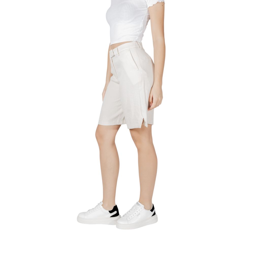 Vila Clothes Beige Viscose Bermuda Shorts Vila Clothes