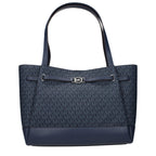 Michael Kors blue fabric shoulder bag with adjustable strap and sleek design, perfect for casual and everyday wear.