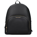 Black leather Michael Kors backpack with adjustable straps and silver hardware, featuring multiple compartments and stylish design.