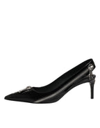 Dolce & Gabbana Black Zipper Leather Heels Slingbacks Shoes - Eljoys Fashion 