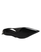 Dolce & Gabbana Black Zipper Leather Heels Slingbacks Shoes - Eljoys Fashion 