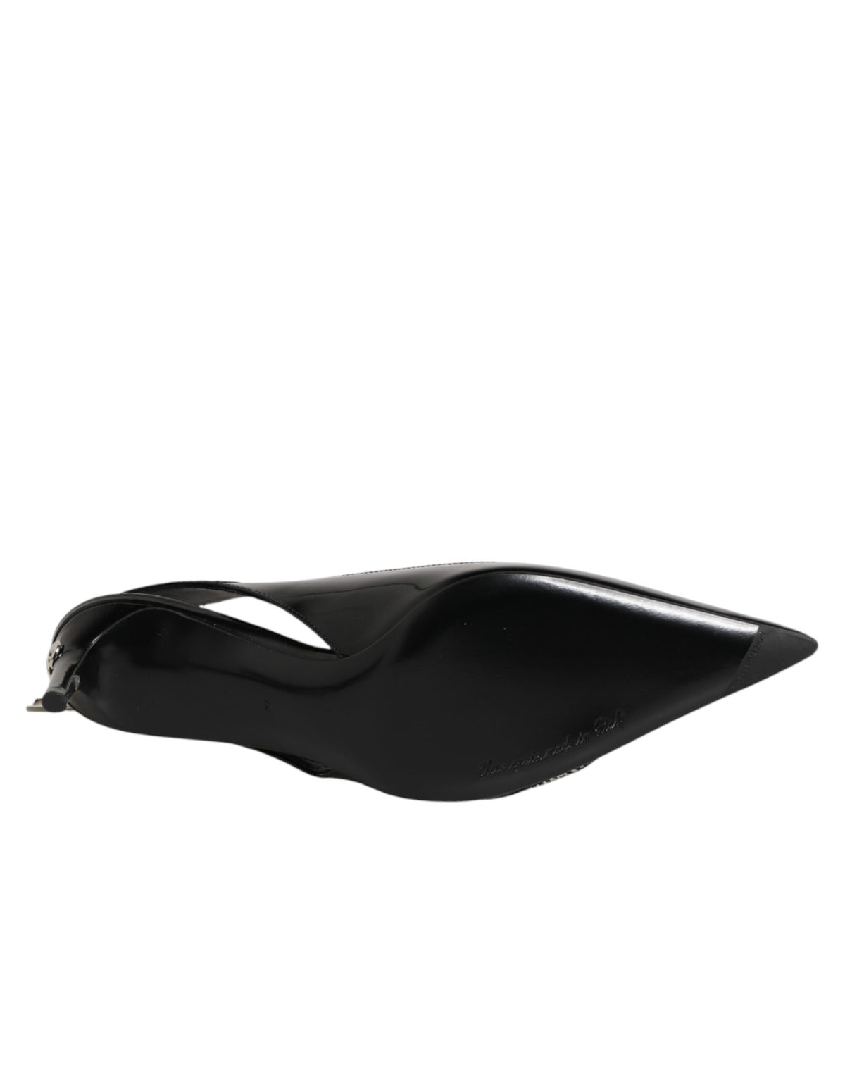 Dolce & Gabbana Black Zipper Leather Heels Slingbacks Shoes - Eljoys Fashion 