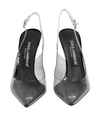 Dolce & Gabbana Black Leather Clear PVC Slingback Pumps Shoes - Eljoys Fashion 