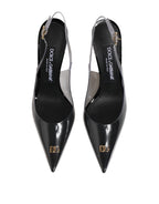 Dolce & Gabbana Black Leather Clear PVC Slingback Pumps Shoes - Eljoys Fashion 