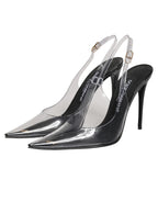 Dolce & Gabbana Black Leather Clear PVC Slingback Pumps Shoes - Eljoys Fashion 