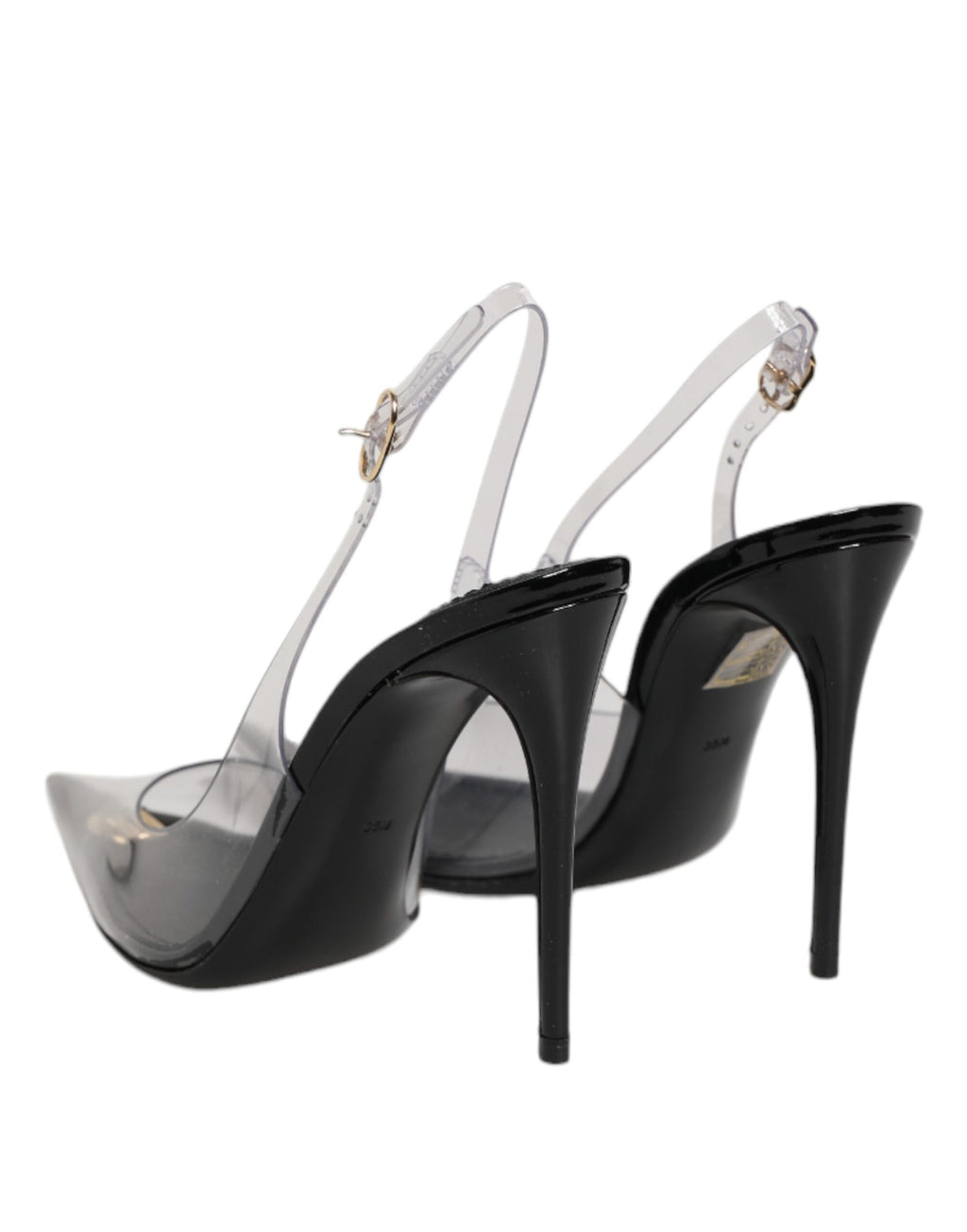 Dolce & Gabbana Black Leather Clear PVC Slingback Pumps Shoes - Eljoys Fashion 