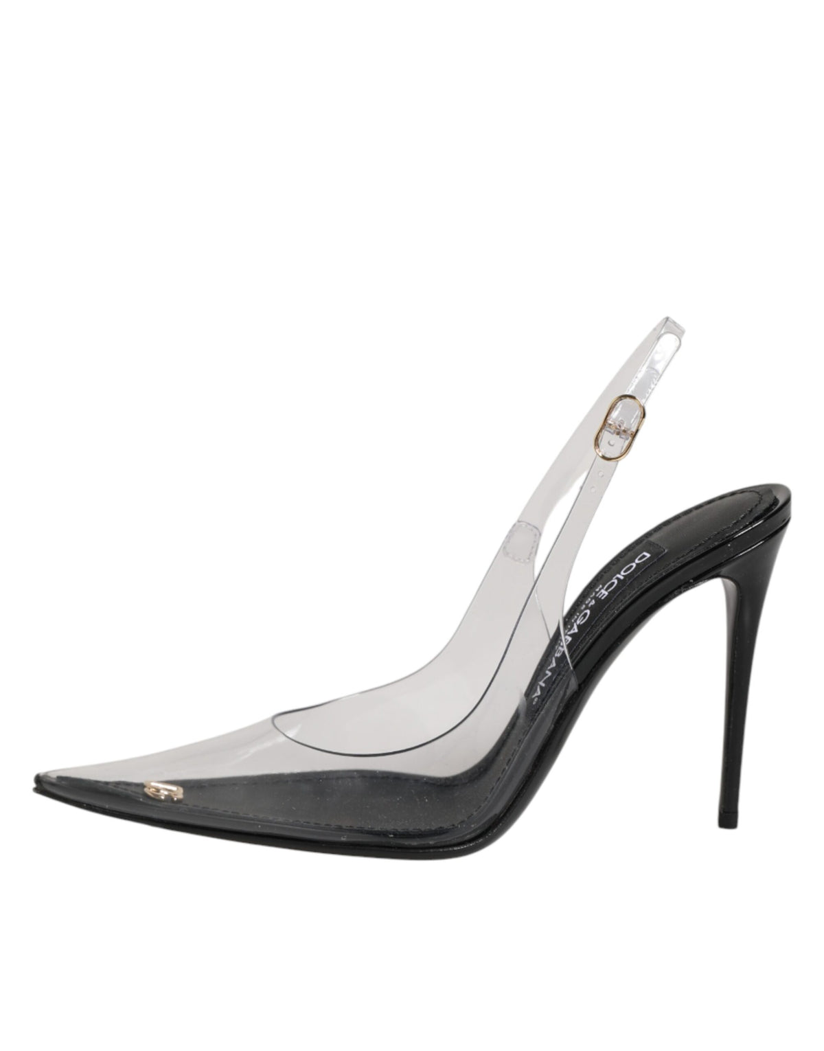 Dolce & Gabbana Black Leather Clear PVC Slingback Pumps Shoes - Eljoys Fashion 
