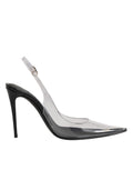 Dolce & Gabbana Black Leather Clear PVC Slingback Pumps Shoes - Eljoys Fashion 