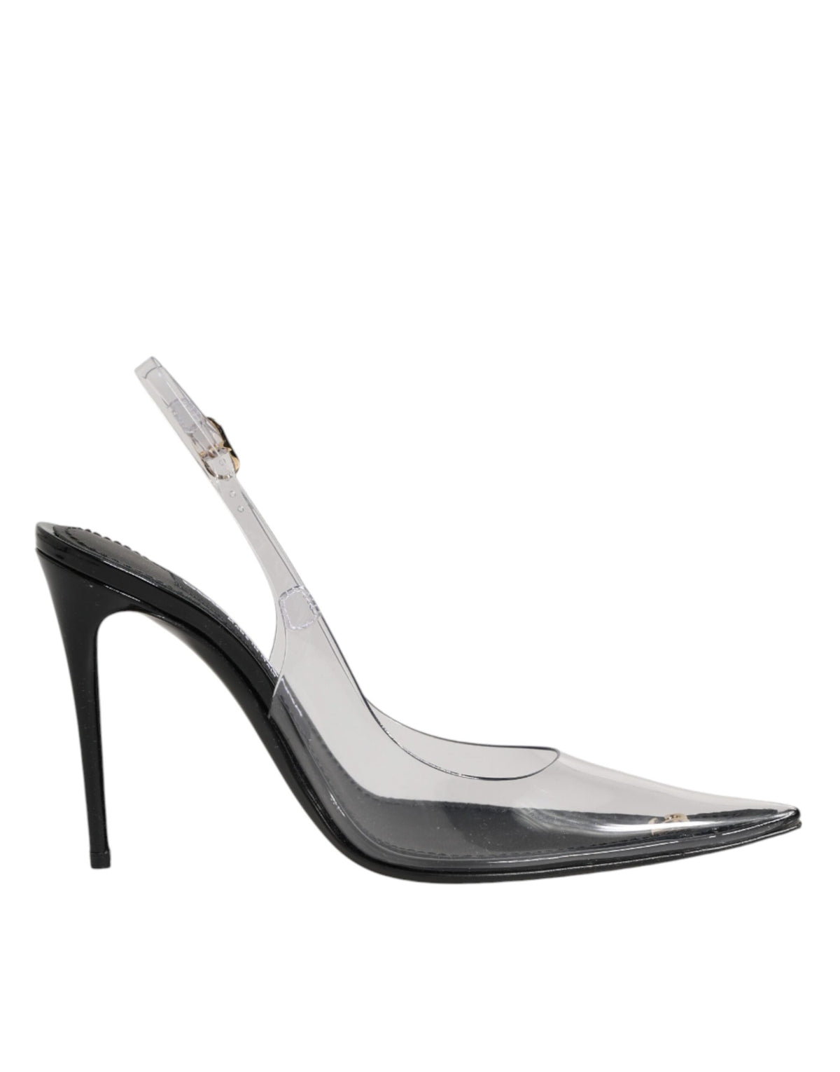 Dolce & Gabbana Black Leather Clear PVC Slingback Pumps Shoes - Eljoys Fashion 