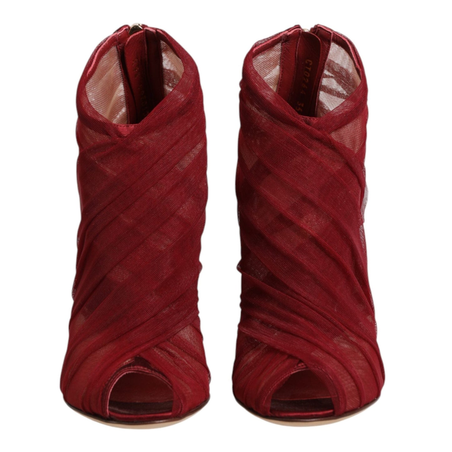 Dolce & Gabbana Red Tulle Ankle Boots Stiletto Heels Shoes