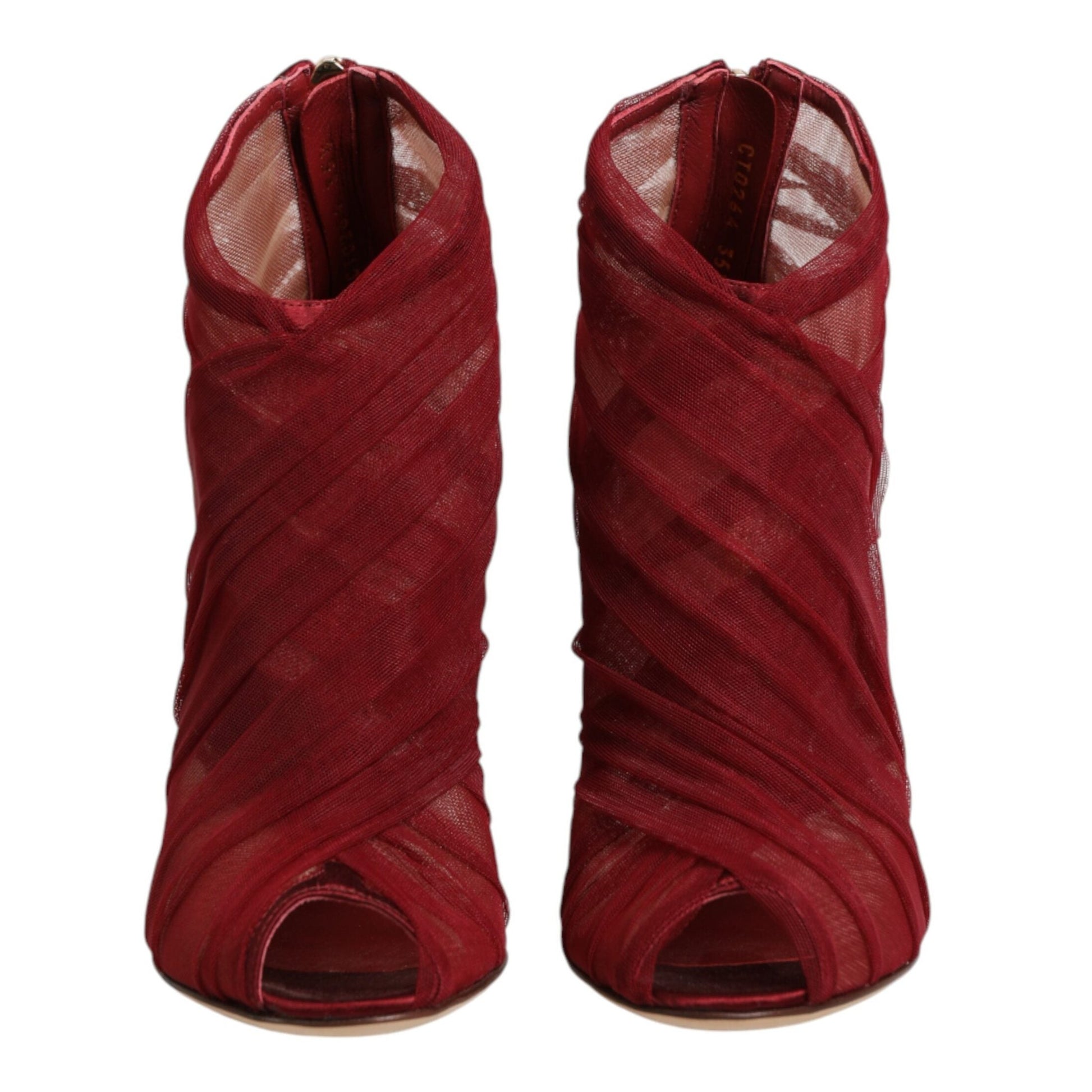 Dolce & Gabbana Red Tulle Ankle Boots Stiletto Heels Shoes