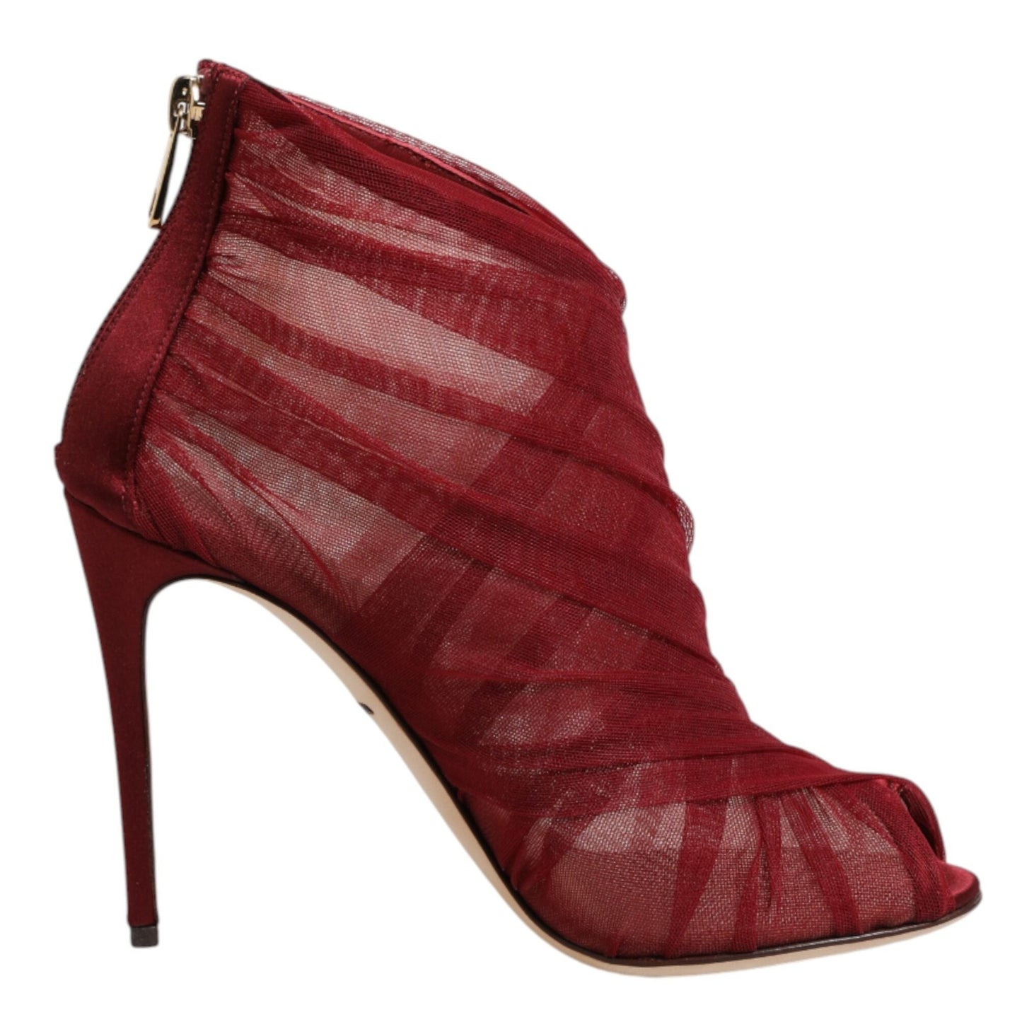 Dolce & Gabbana Red Tulle Ankle Boots Stiletto Heels Shoes