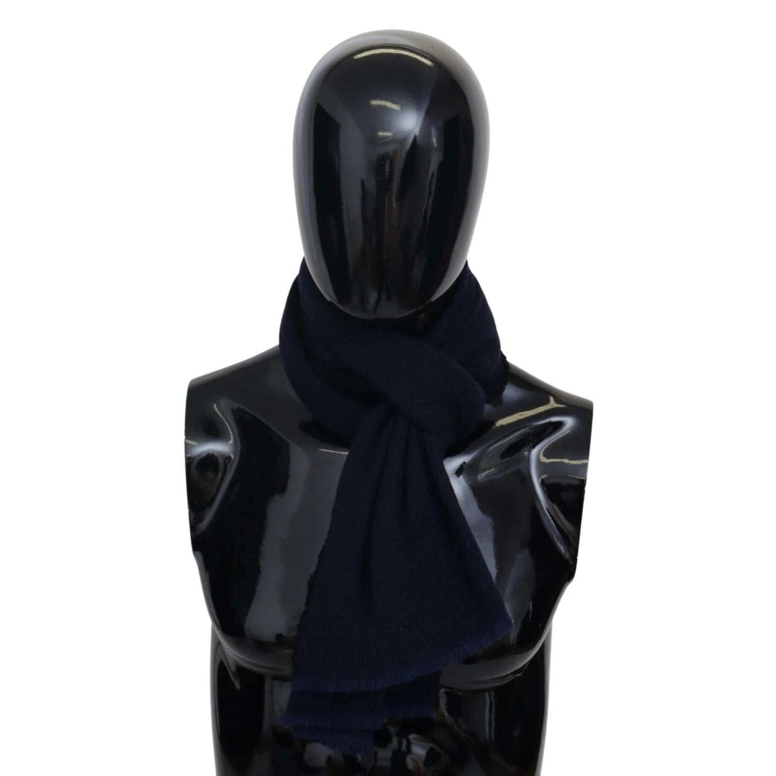 M Missoni Dark Blue Wool Unisex Neck Wrap Fringes Logo Scarf