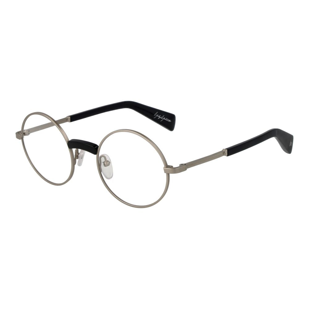 Yohji Yamamoto silver Monel glasses frames with sleek, modern design and clear lenses, showcasing contemporary eyewear style.