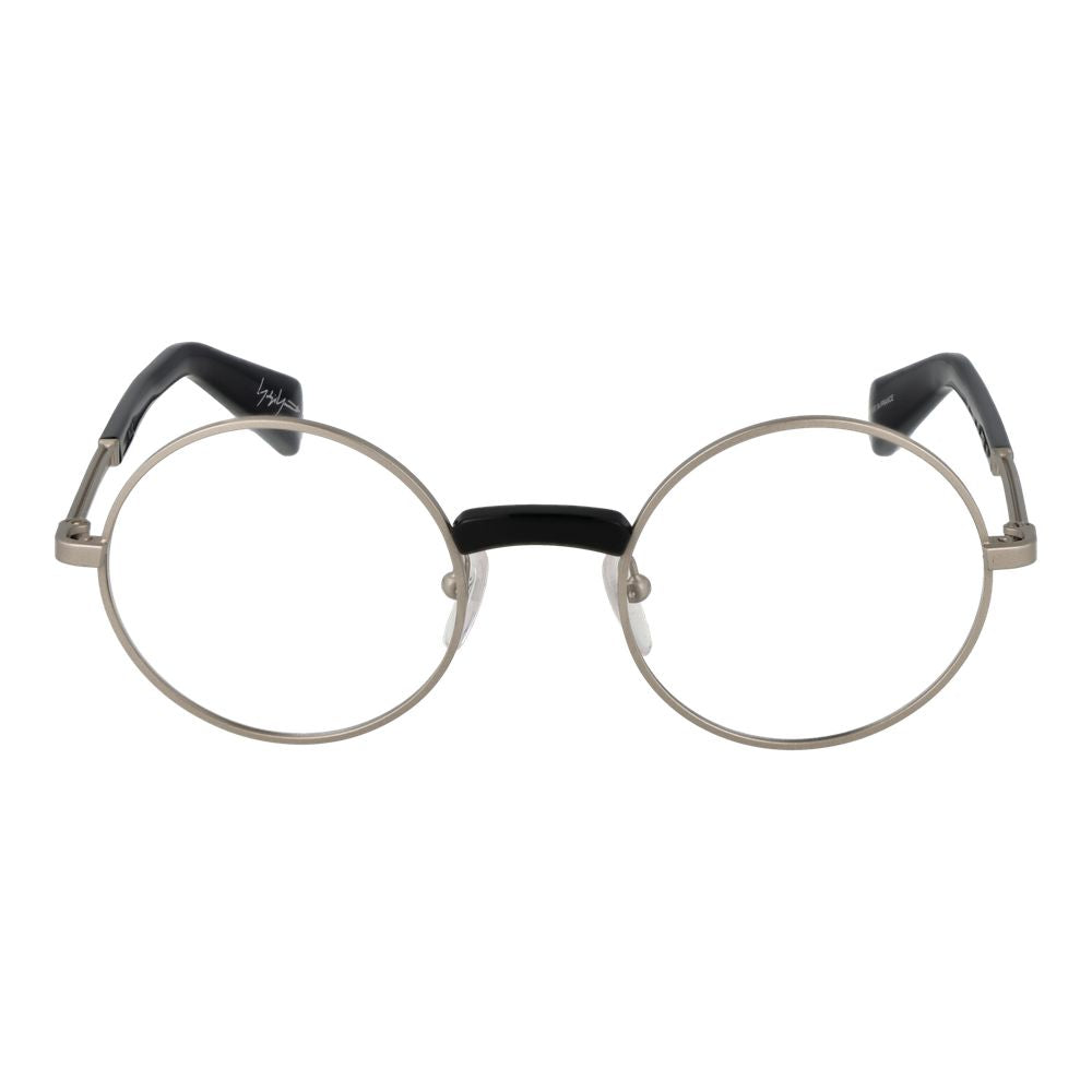 Yohji Yamamoto silver Monel glasses frames with rectangular design and clear lenses, stylish and lightweight for everyday wear.