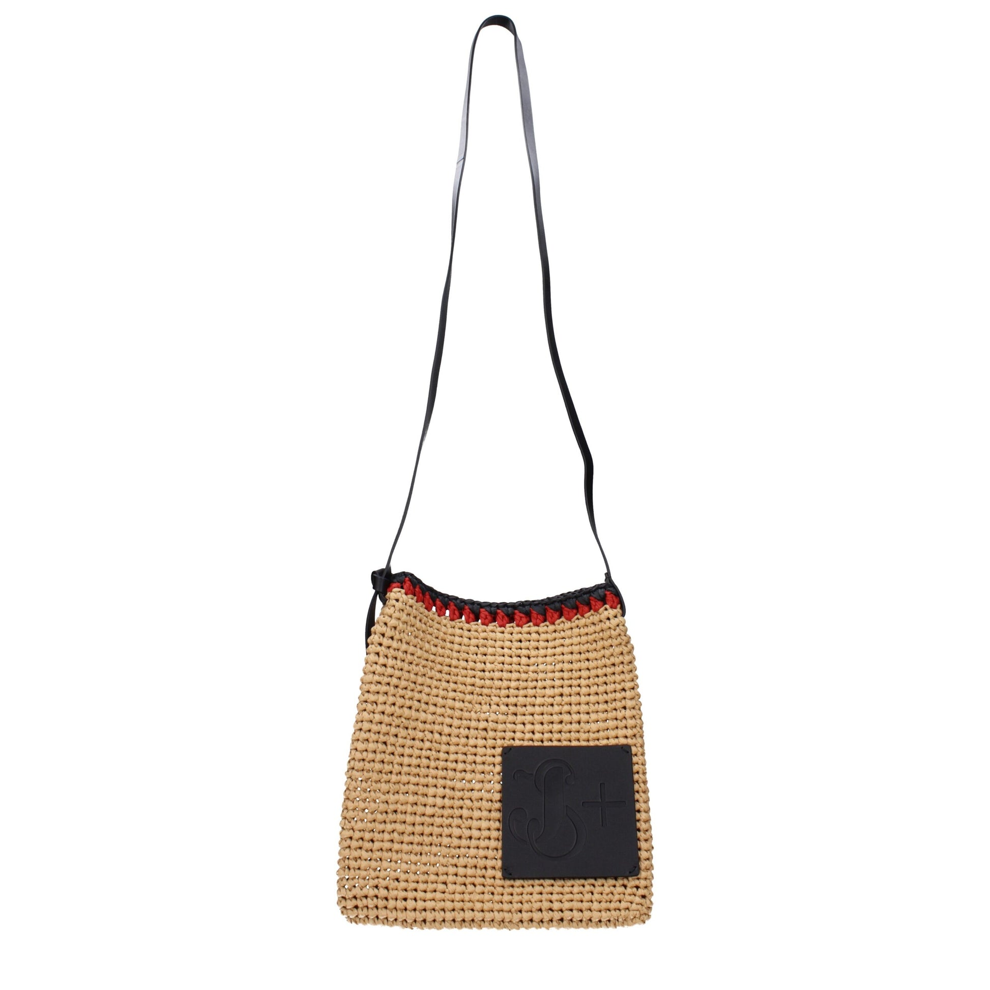 Jil Sander Beige Raffia Crossbody Bag