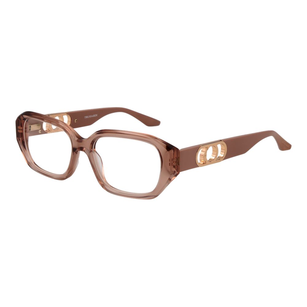 Trussardi pink acetate glasses frames, stylish eyewear with a modern design and bold color for fashion-conscious individuals.