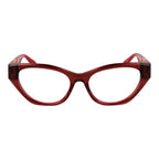 Trussardi red acetate eyeglasses frames with bold rectangular design and clear lenses, stylish eyewear for modern fashion.