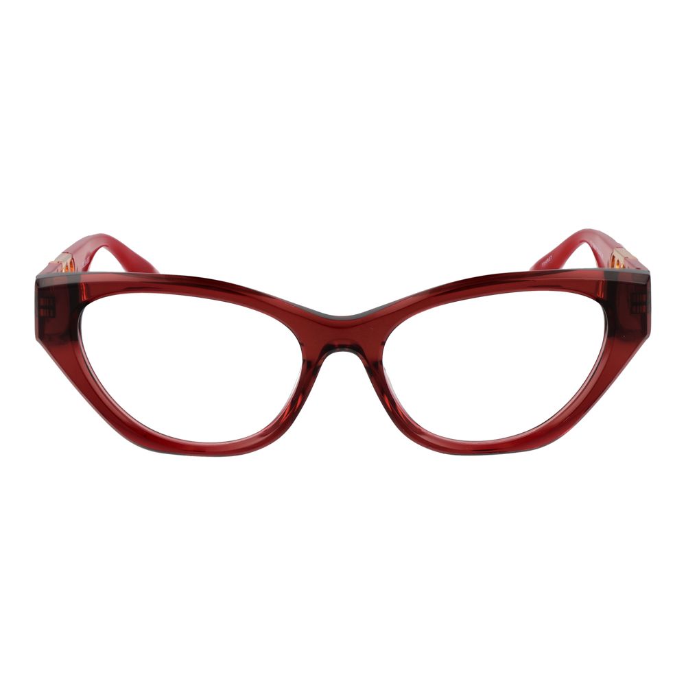 Trussardi red acetate eyeglasses frames with bold rectangular design and clear lenses, stylish eyewear for modern fashion.