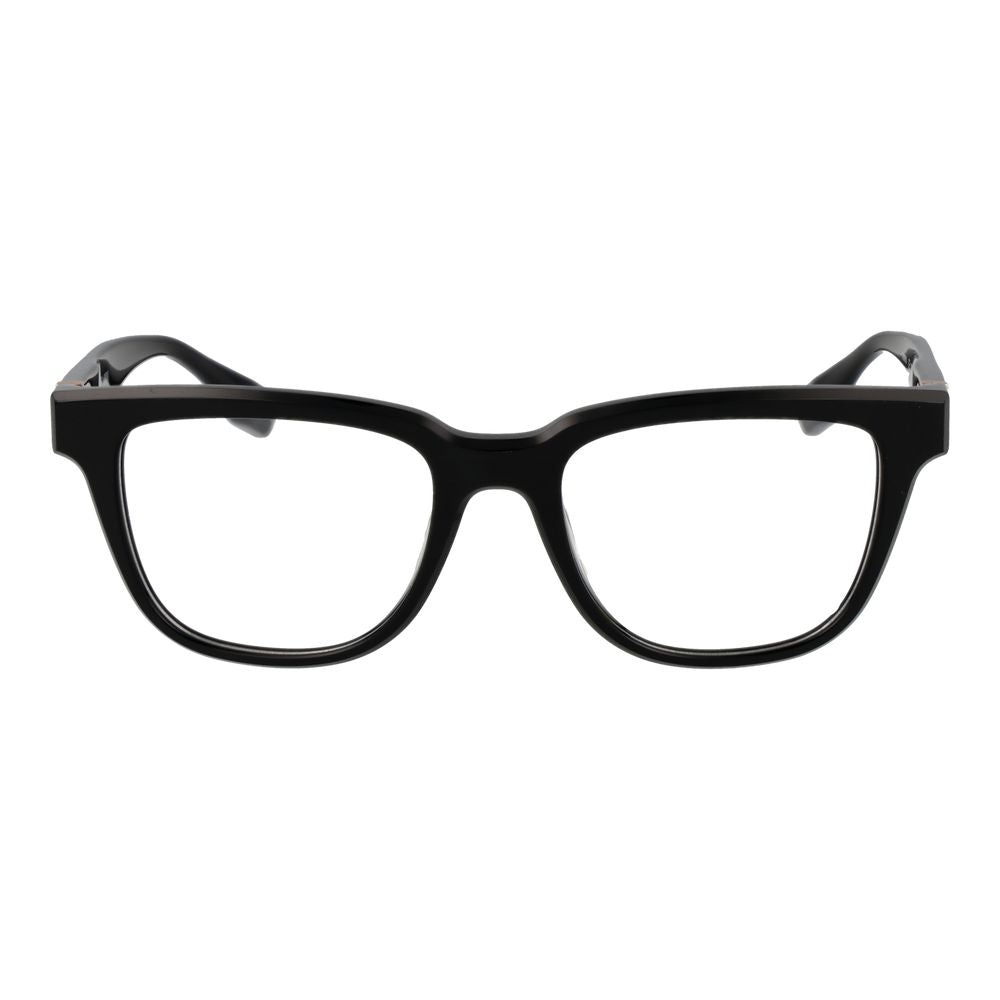 Trussardi black acetate glasses frames with clear lenses, stylish and modern design for everyday wear.
