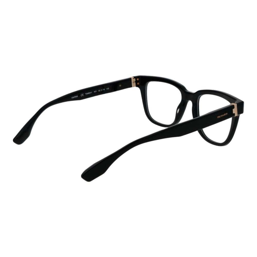 Trussardi black acetate glasses frames with sleek design and clear lenses, stylish eyewear for everyday wear
