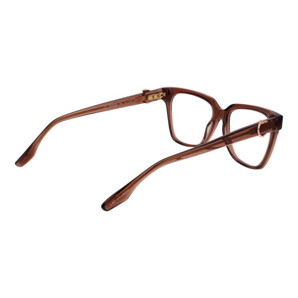 Trussardi brown acetate glasses frames with rounded design, showcasing a stylish and sophisticated eyewear accessory.