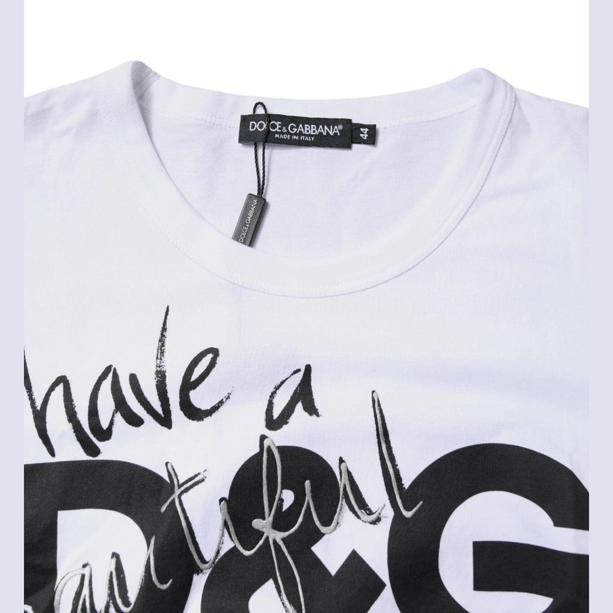 Dolce & Gabbana White Graphic Print Cotton Crew Neck T-shirt