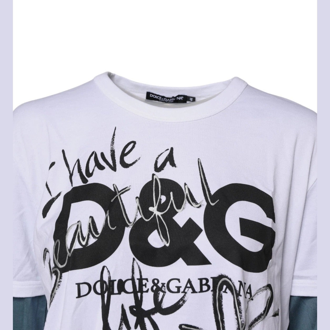 Dolce & Gabbana White Graphic Print Cotton Crew Neck T-shirt